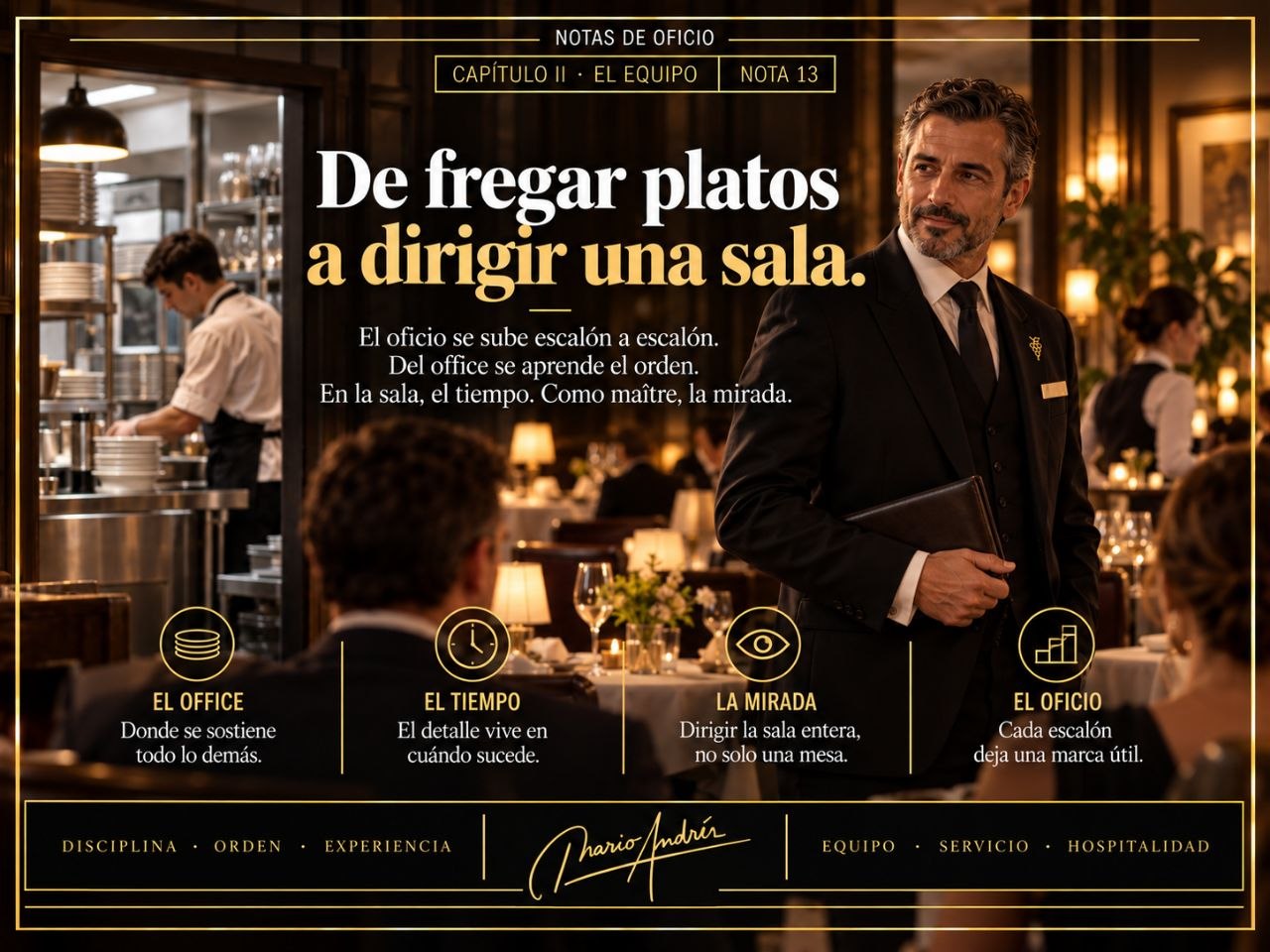 Imagen de cabecera del post De fregar platos a dirigir una sala con contraste entre office y servicio de sala.